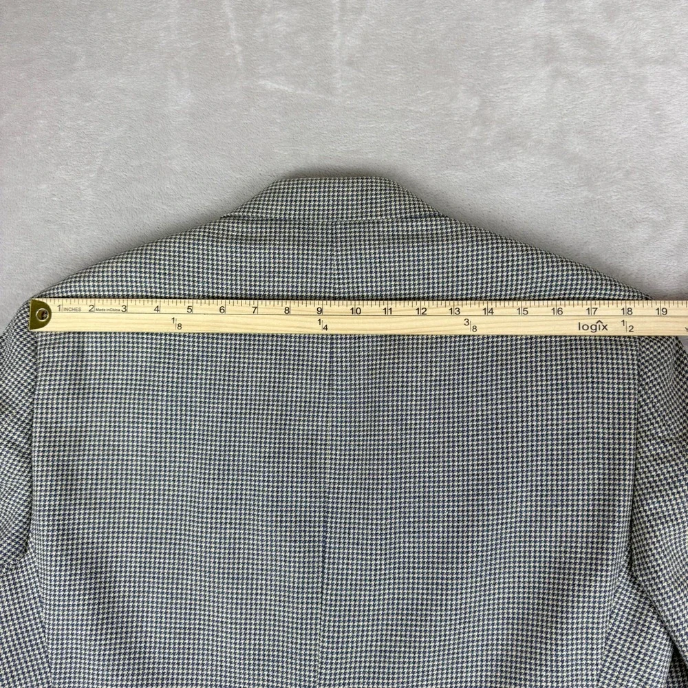 VTG Brooks Brothers Blazer Mens 40R Navy Cream Houndstooth Wool USA Union Made